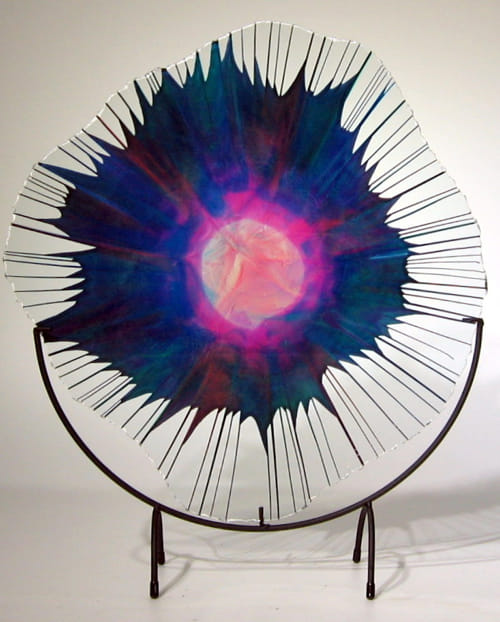 DD18-024 Energy Web Blue, Hot Pink, Teal $295 at Hunter Wolff Gallery